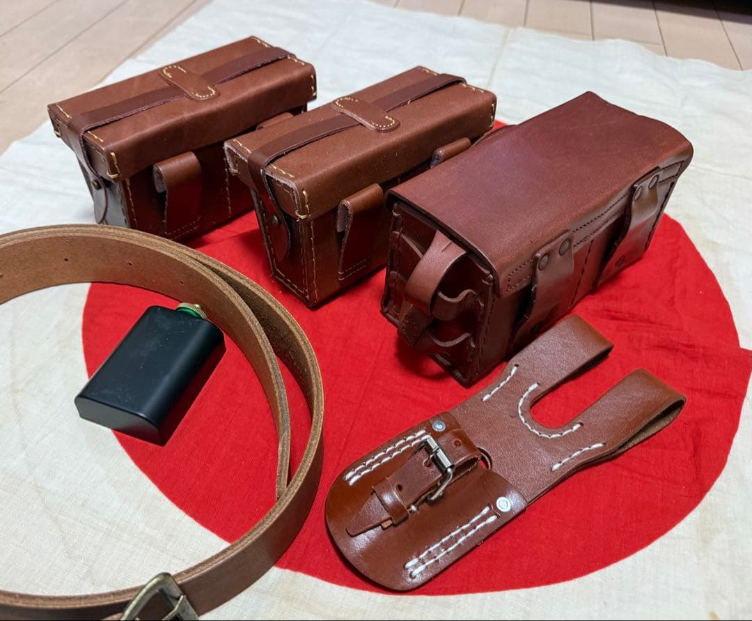 オイル缶付 日本軍弾薬盒,剣刺,帯革★兵士個人装備セット（B級品、複製品）