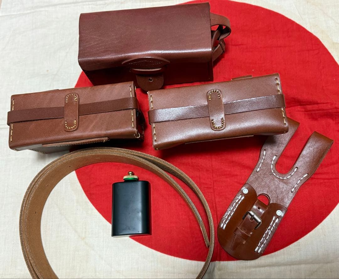 オイル缶付 日本軍弾薬盒,剣刺,帯革★兵士個人装備セット（B級品、複製品）