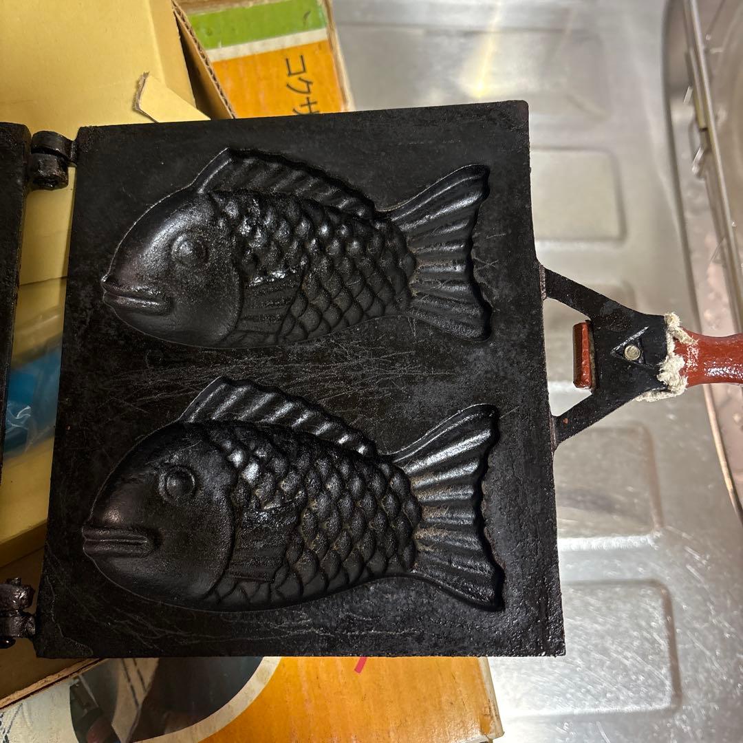 昭和レトロ　たい焼き器 　二丁焼き 　鋳物