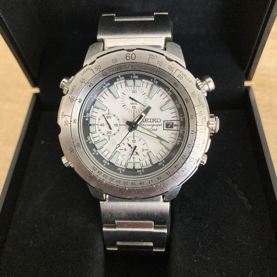 希少品　SEIKO セイコー クロノグラフ100m 白文字盤　7T32-6N10