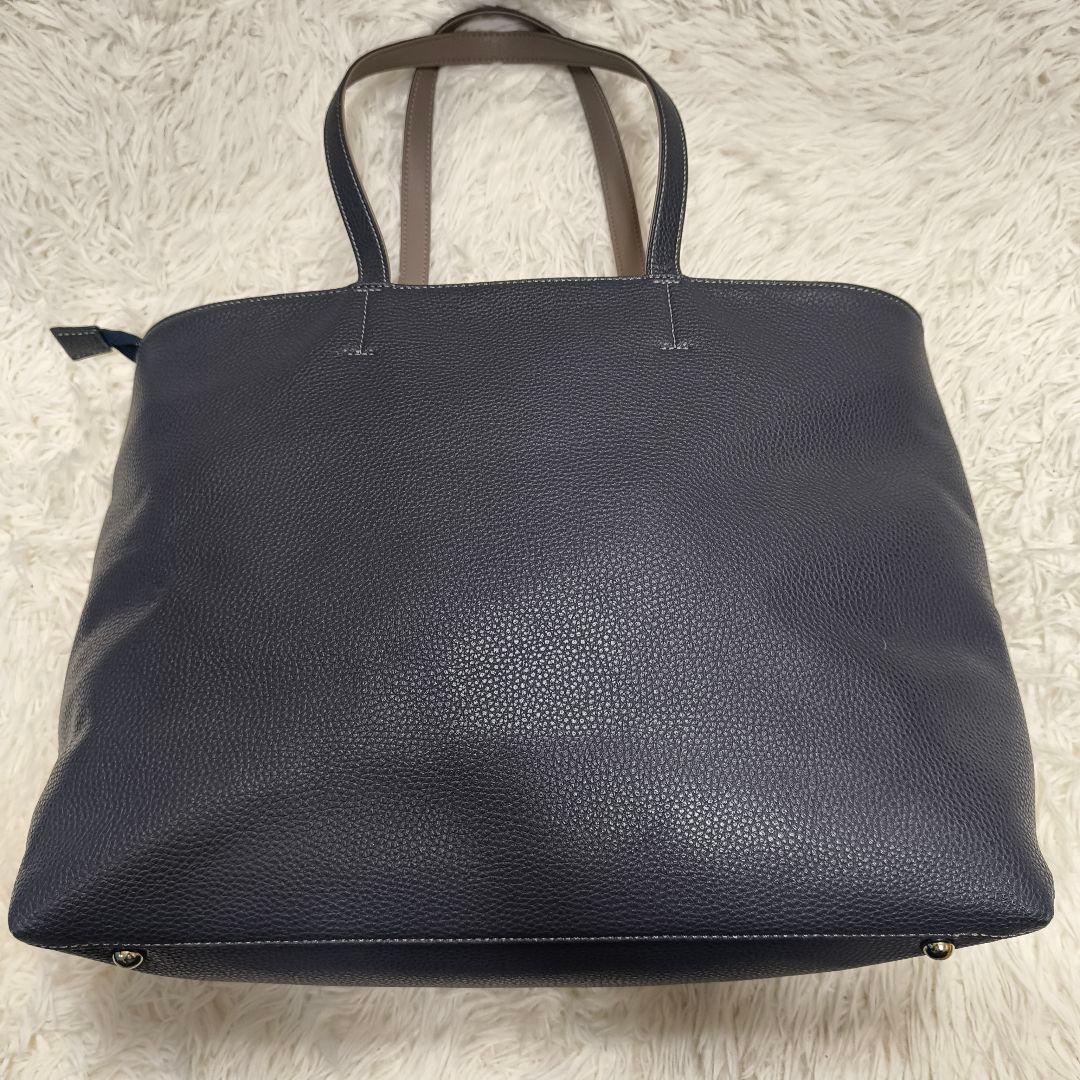 美品 グリーンレーベルリラクシング シボ レザーライク ジップ トート バッグ