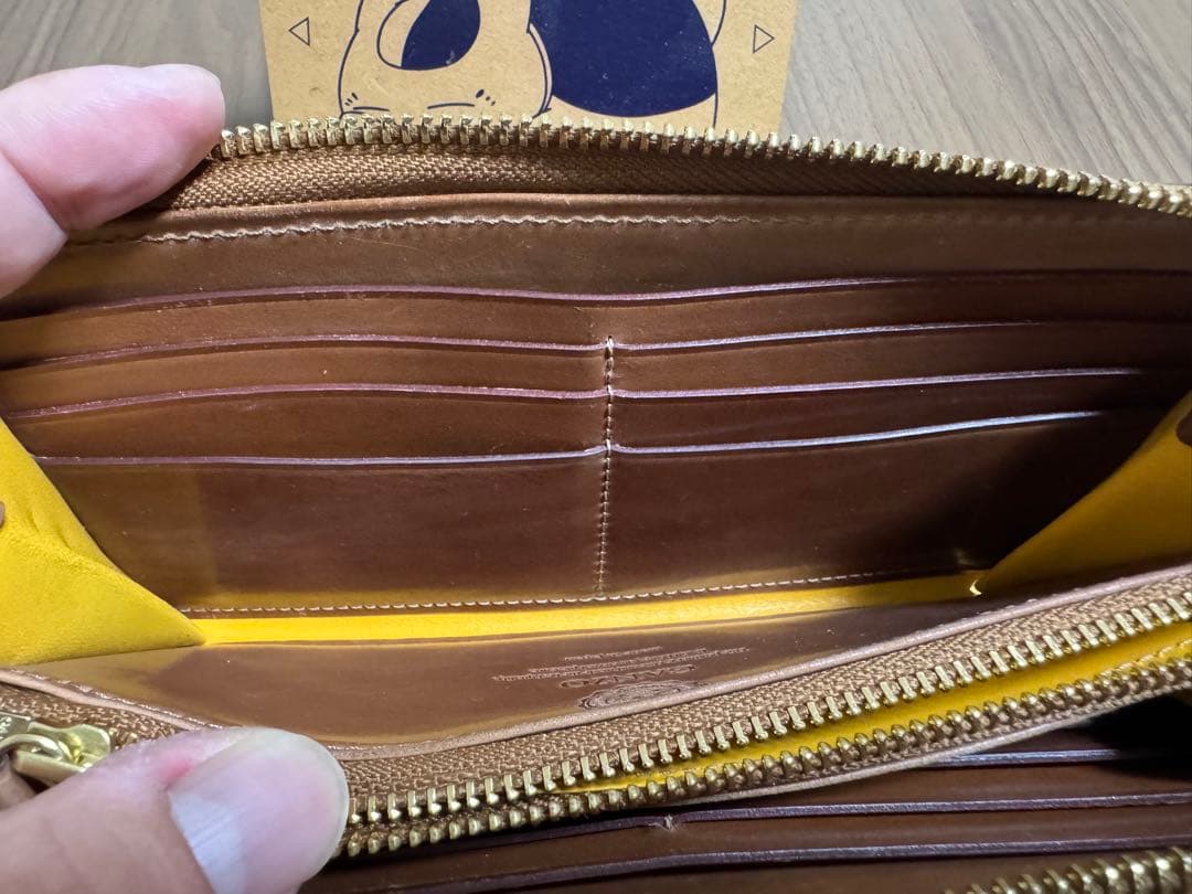 【最終値下げ】GANZO シェルコードバン2 ラウンドファスナー長財布ナチュラル
