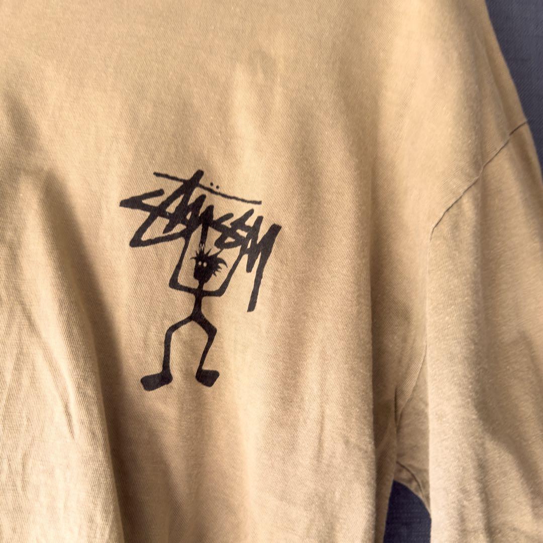 90s OLD STUSSY シャドーマン Tシャツ 白タグ カーキ　USA