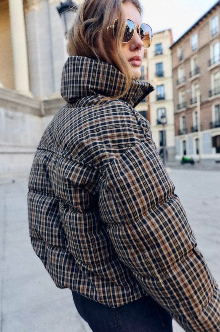 【ZARA】ザラ M チェック柄キルティングアノラック 2026新作 完売品