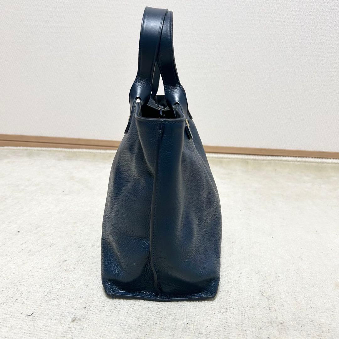 美品　イルビゾンテ　レザートートバッグ　ロイヤルブルー　シボ革　刻印　本革　青
