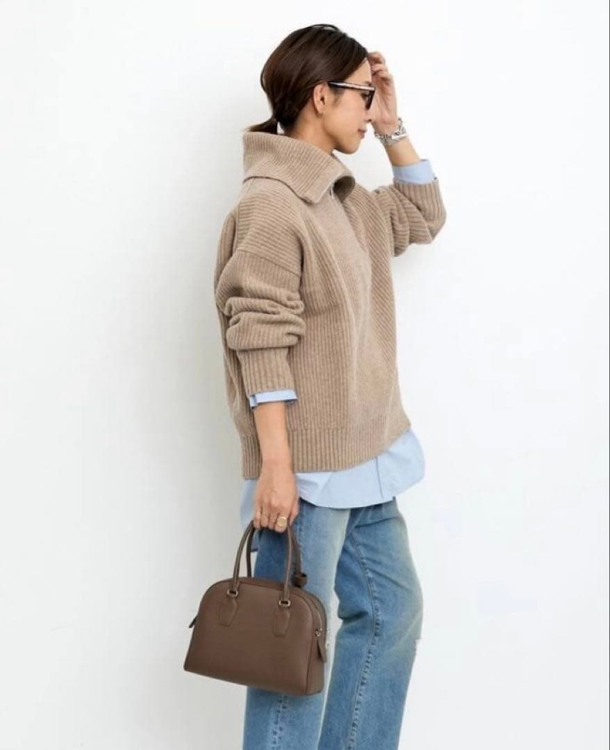 〓RIE様〓【Filipa K】HARF ZIP RIBBED WOOL KNI