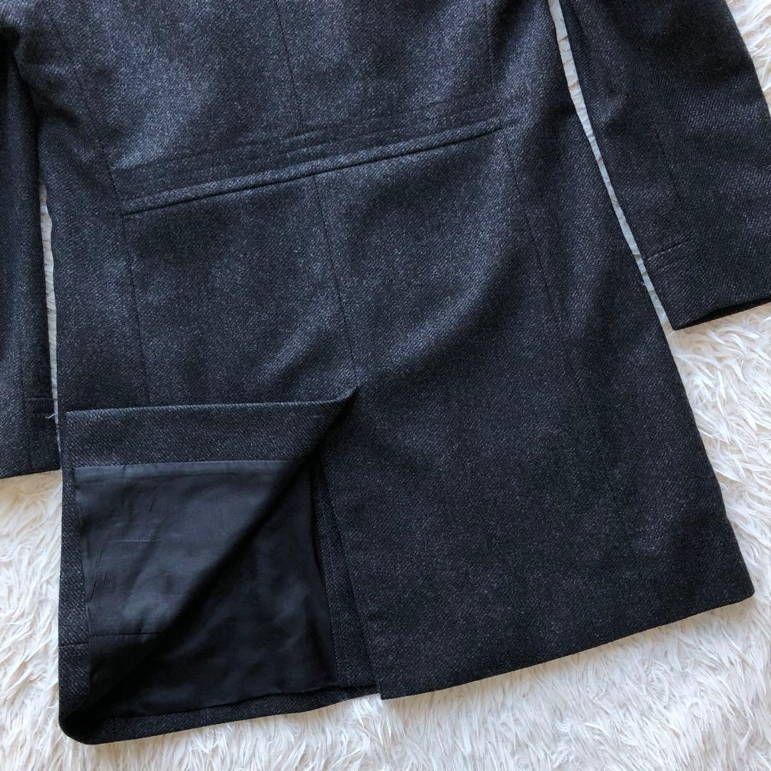 【美品 カシミヤウール】ヒューゴボス　ステンカラーコート　チャコール　大谷翔平