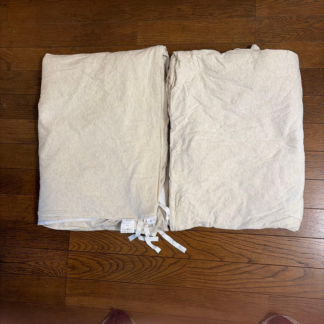 薄手　ダウン掛け布団 150cm x 210cm ピンクと青　カバー2枚付き