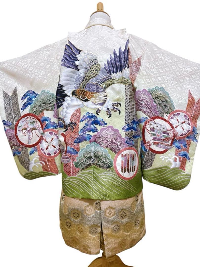 豪華刺繍入り✧‧˚七五三　3歳　小さめ5歳　男の子　淡色系　緑　抹茶