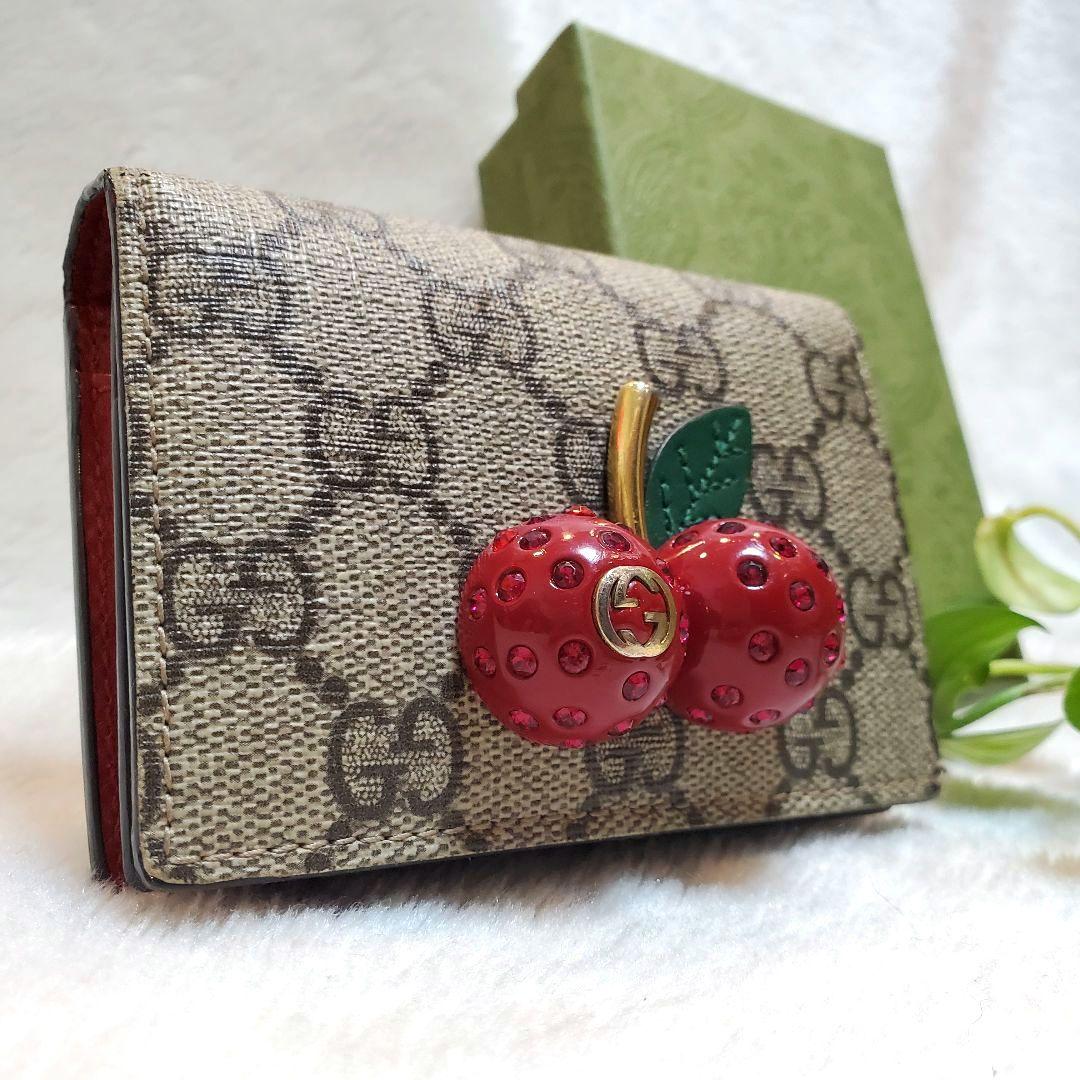 極美品 GUCCI　さくらんぼ　GGスプリーム　レザー　チェリー