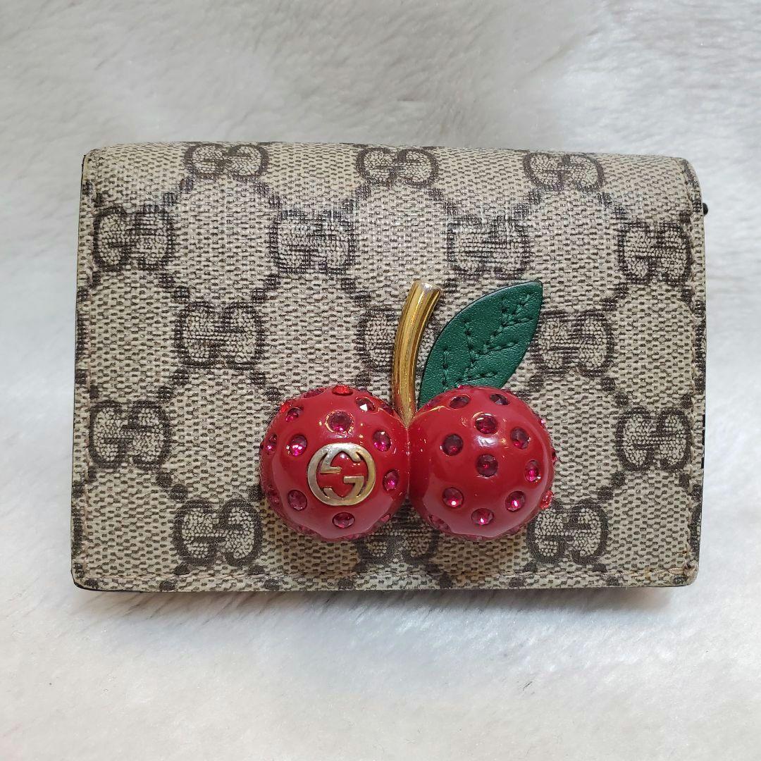 極美品 GUCCI　さくらんぼ　GGスプリーム　レザー　チェリー