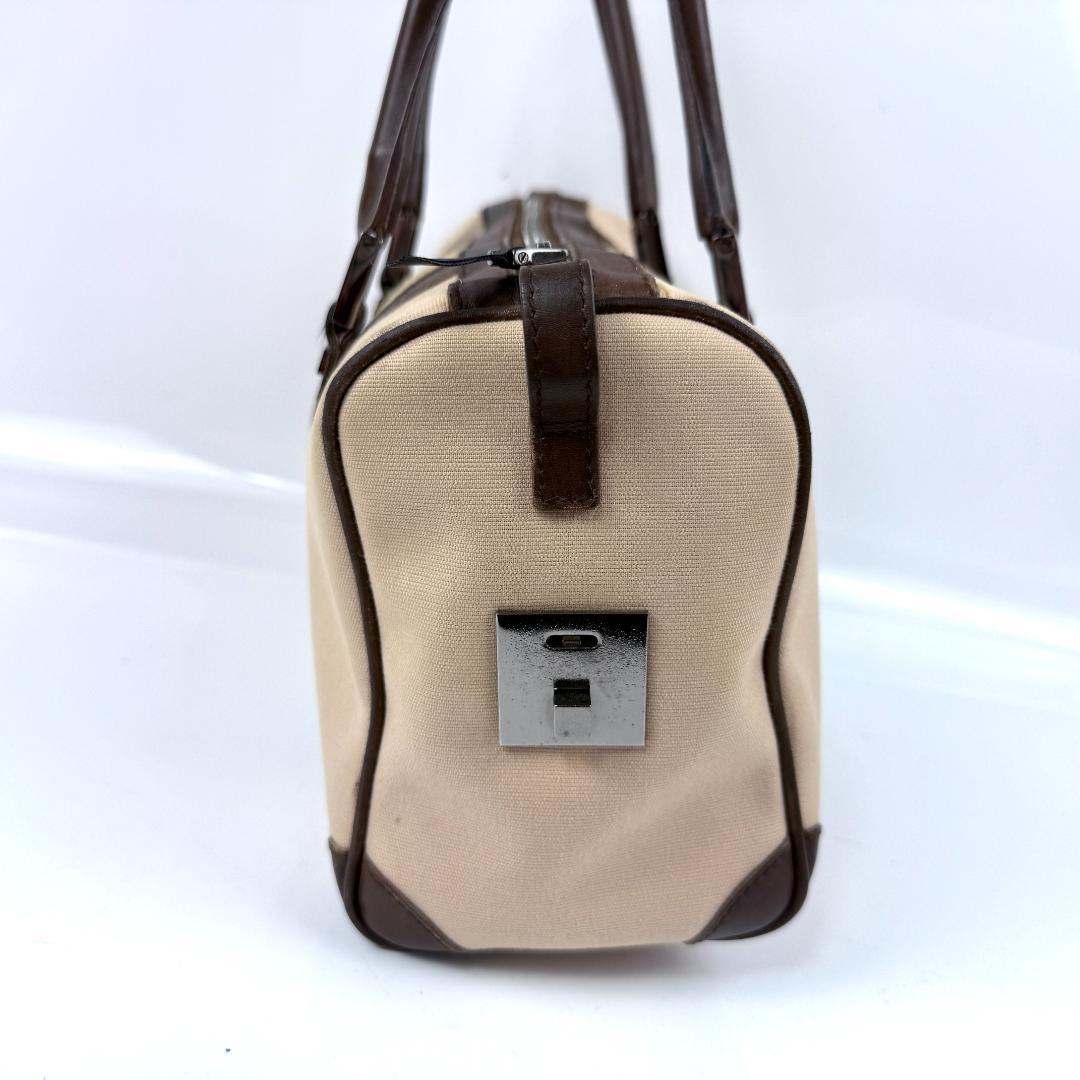 美品 GUCCI ミニボストン キャンバス レザー シェリーライン ロゴ金具