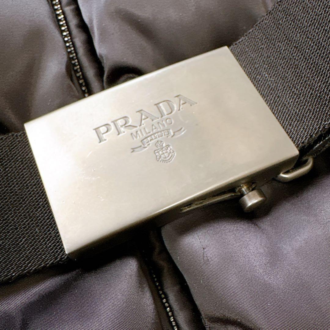 美品✨PRADA高級 ブルーフォックスファー　三角ロゴ　ベルト付き　ダウンコート