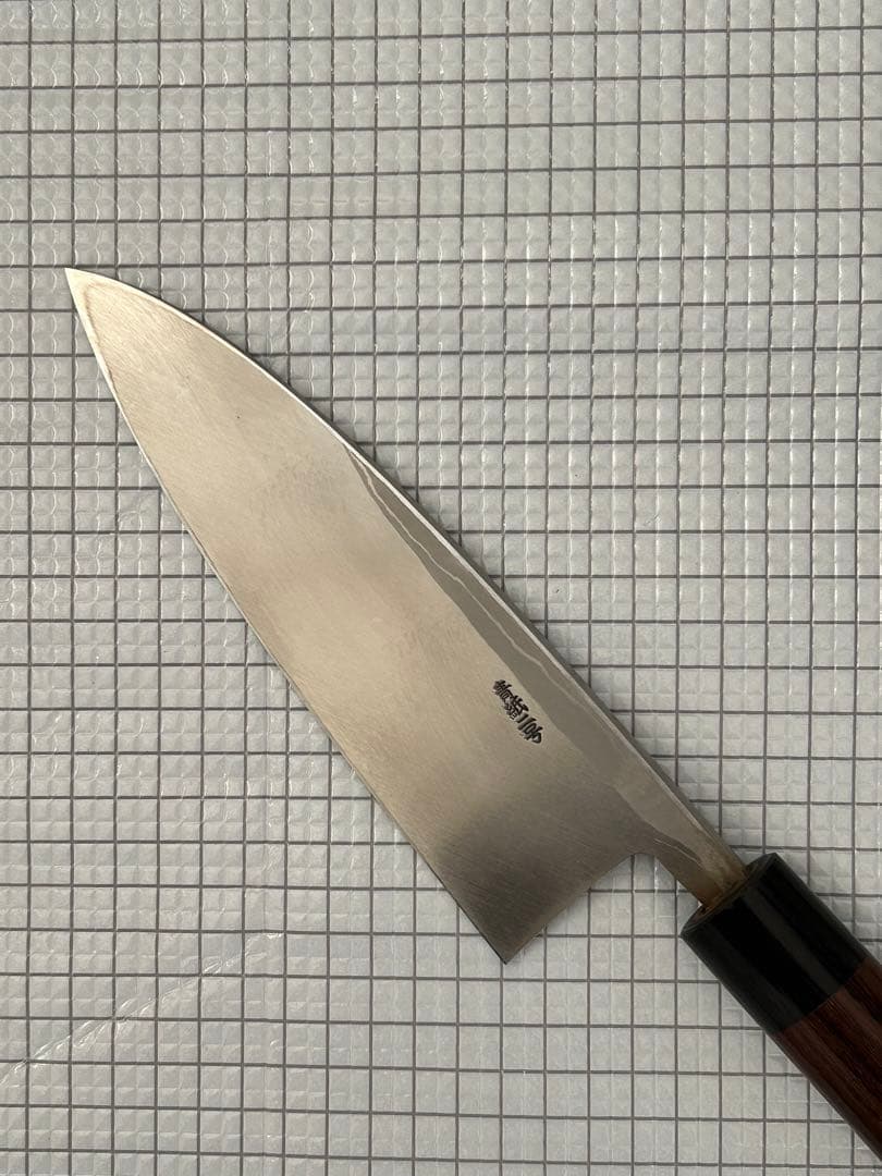 包丁 出刃 ダマスカス 安来鋼青紙２号 180mm 紫檀シノギ柄 ⑤