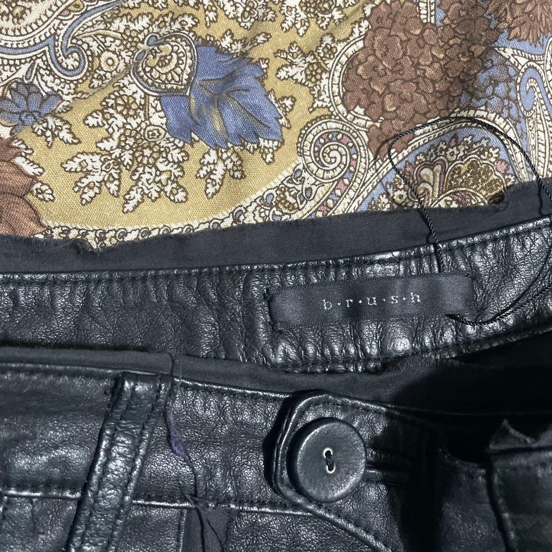 豚本皮　美品　b・r・u・s・h ブラックレザー　セットアップ