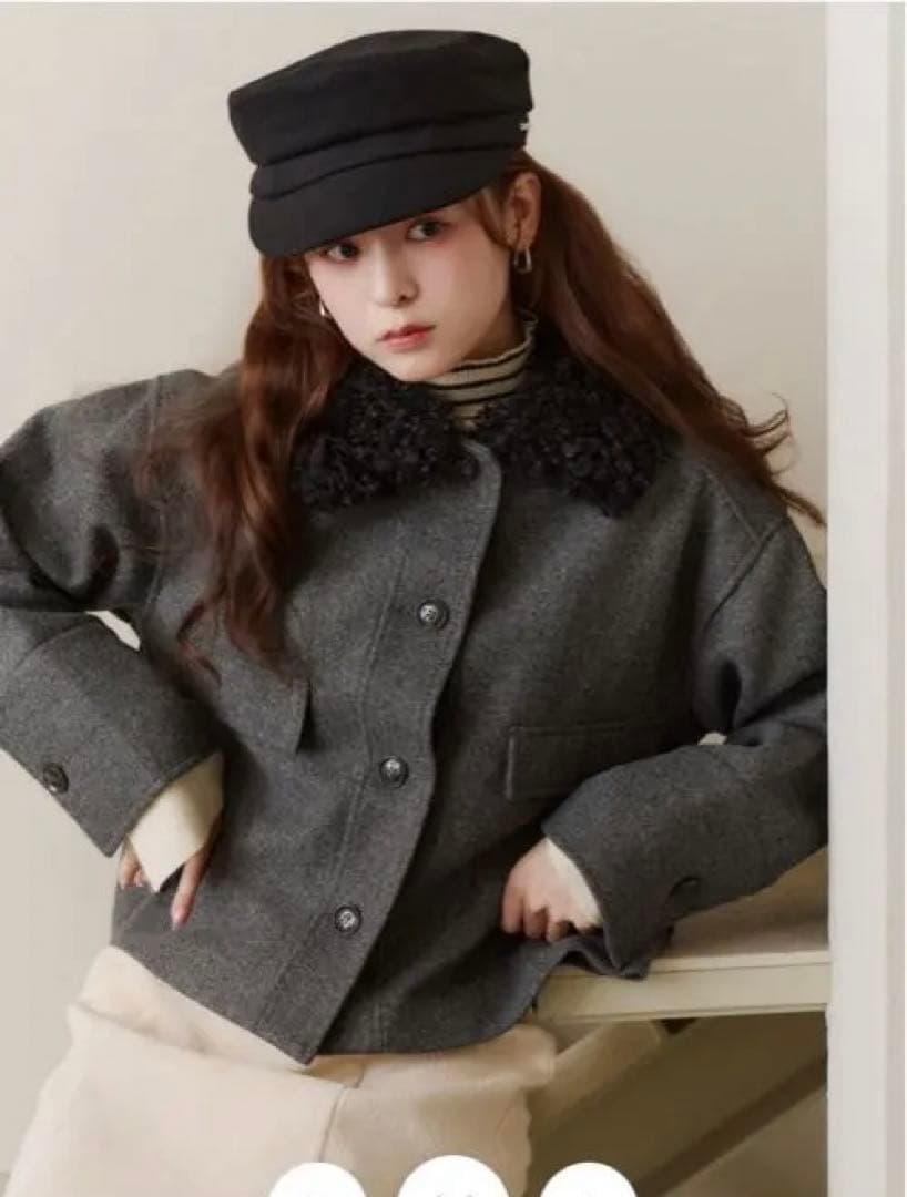 ☆m☆ 【新品未着用タグ付き】olu. フェイクウールショートアウター