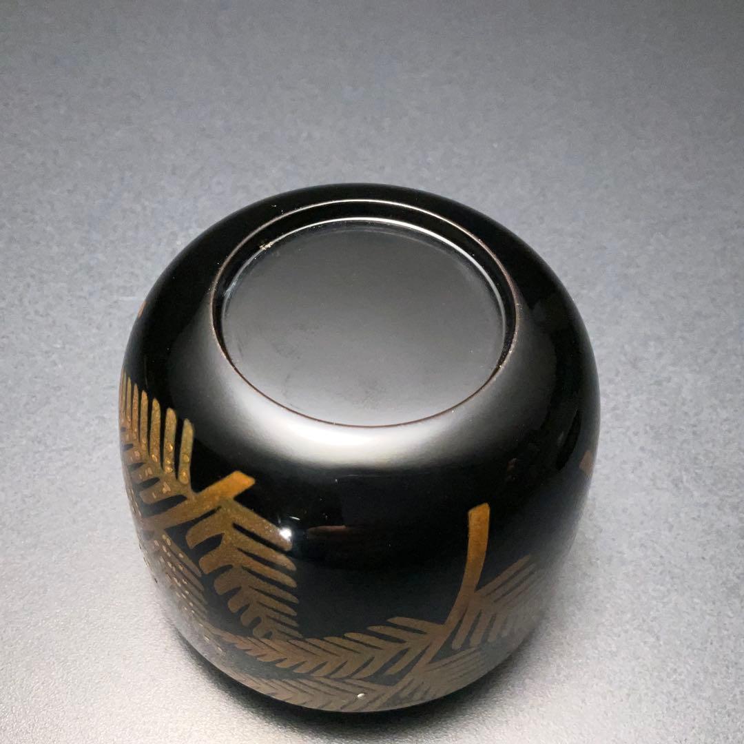 棗　池田喜一　加賀蒔絵　蝶にシダ　共箱　R1327ダN3