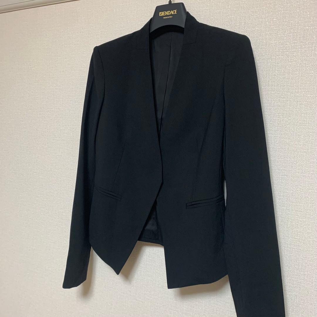 セオリー　ノーカラー　パンツスーツ　2 ブラック　フォーマル　セットアップ