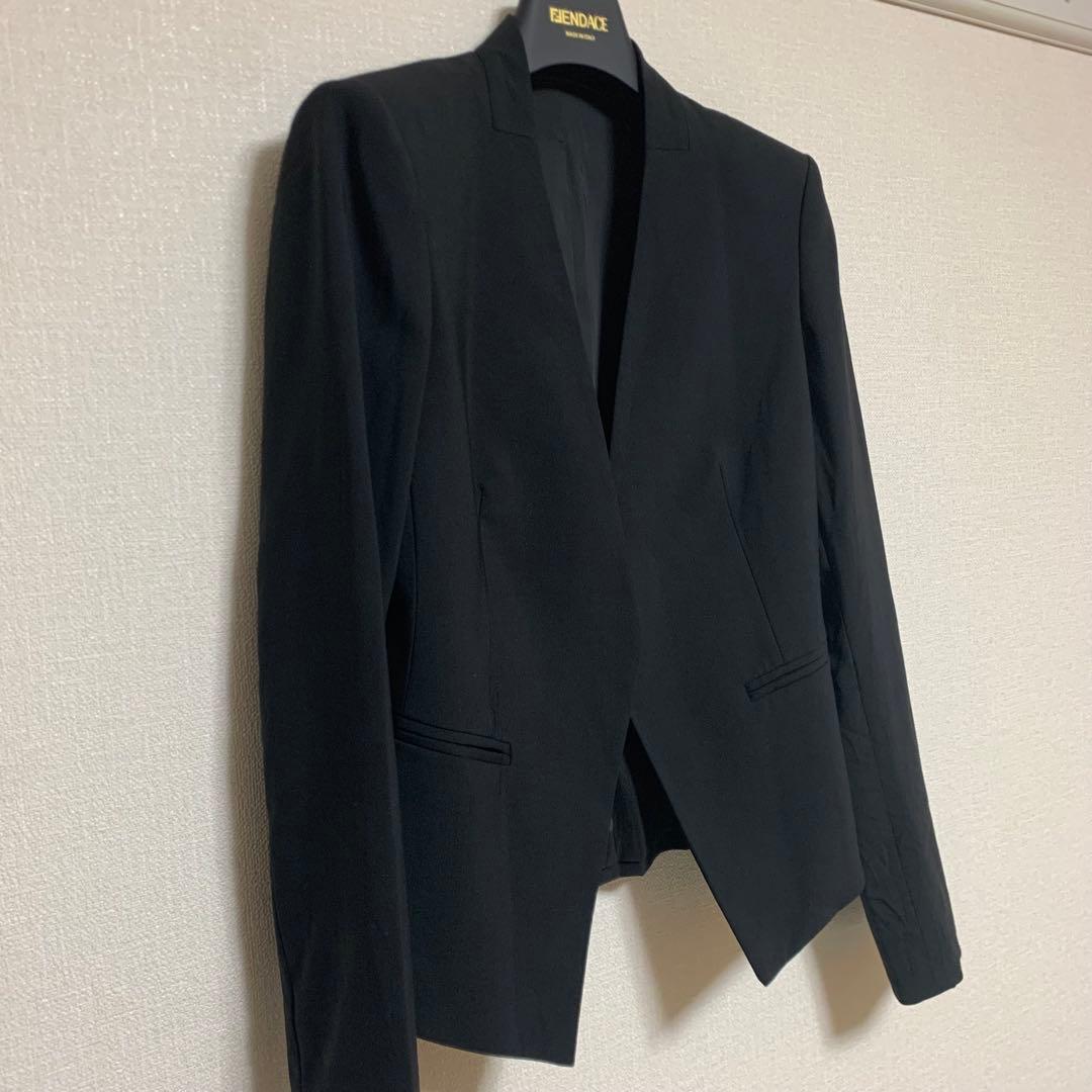 セオリー　ノーカラー　パンツスーツ　2 ブラック　フォーマル　セットアップ