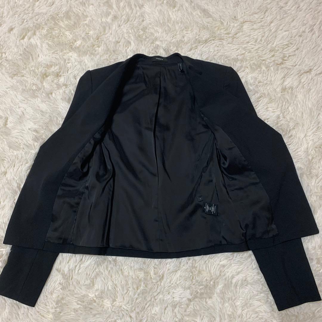 セオリー　ノーカラー　パンツスーツ　2 ブラック　フォーマル　セットアップ