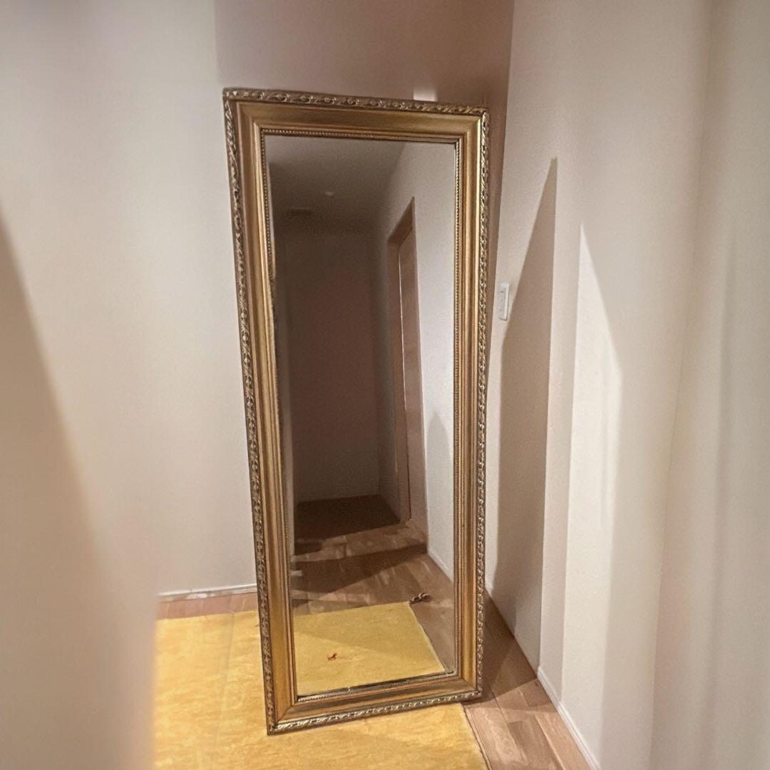 大型　ゴールド　ミラー　アンティーク調　全身鏡　スタンドミラー