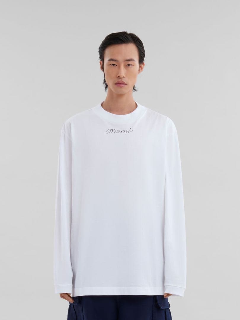 MARNI マルニ ロングスリーブ Tシャツ ロゴプリント 白 オーバーサイズ