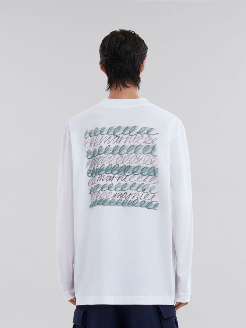 MARNI マルニ ロングスリーブ Tシャツ ロゴプリント 白 オーバーサイズ