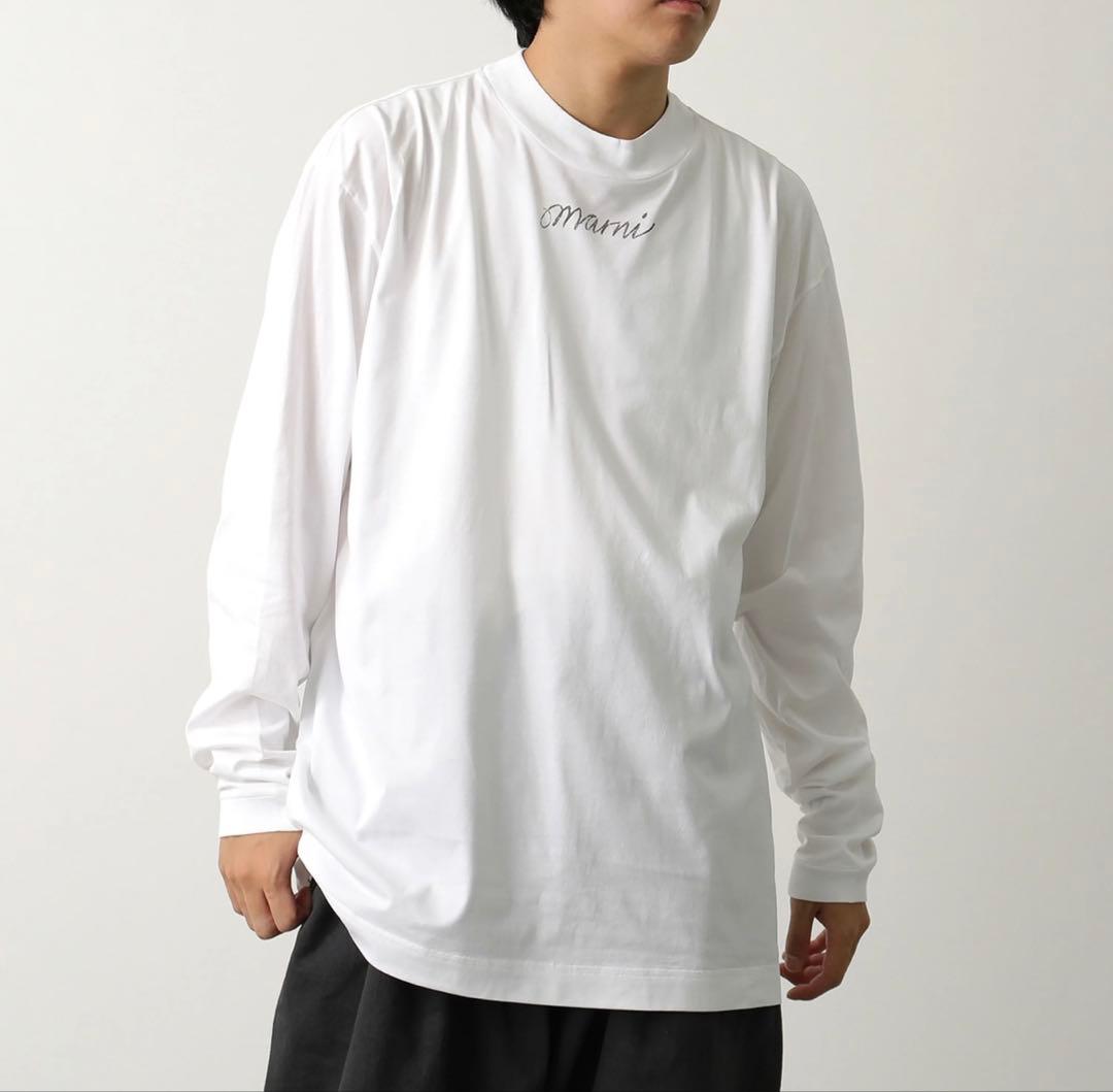 MARNI マルニ ロングスリーブ Tシャツ ロゴプリント 白 オーバーサイズ
