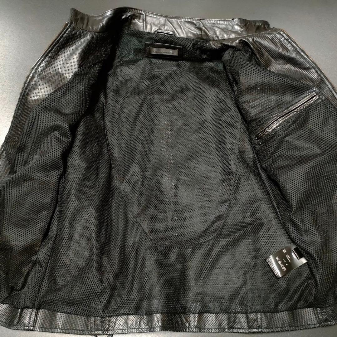美品 メッシュ革ジャケット L黒 ライディングレザージャケット