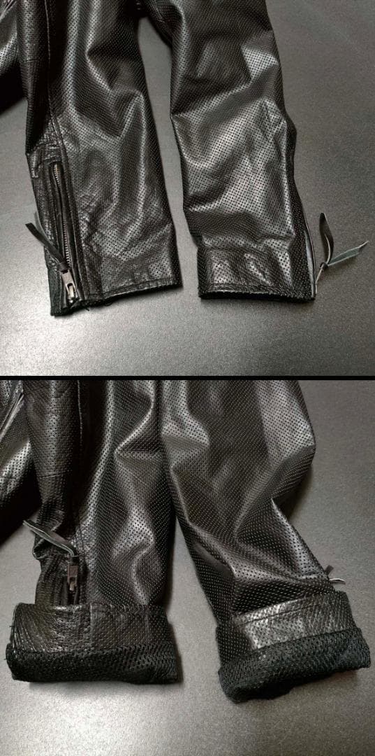 美品 メッシュ革ジャケット L黒 ライディングレザージャケット
