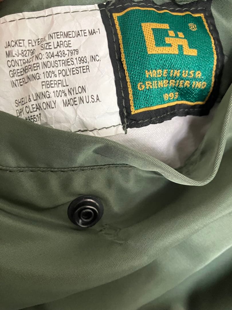 ジャケット・アウター GREENBRIER MA-1 EMAR ZIP madein USA