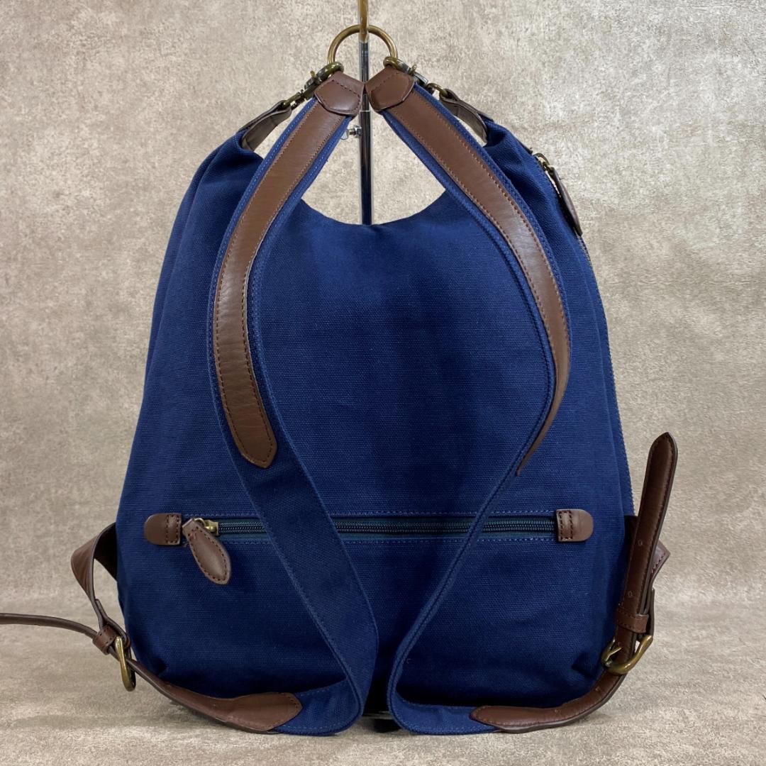 【極美品】 Dakota ダコタ 帆布 ＆ 牛革 リュックサック ネイビー