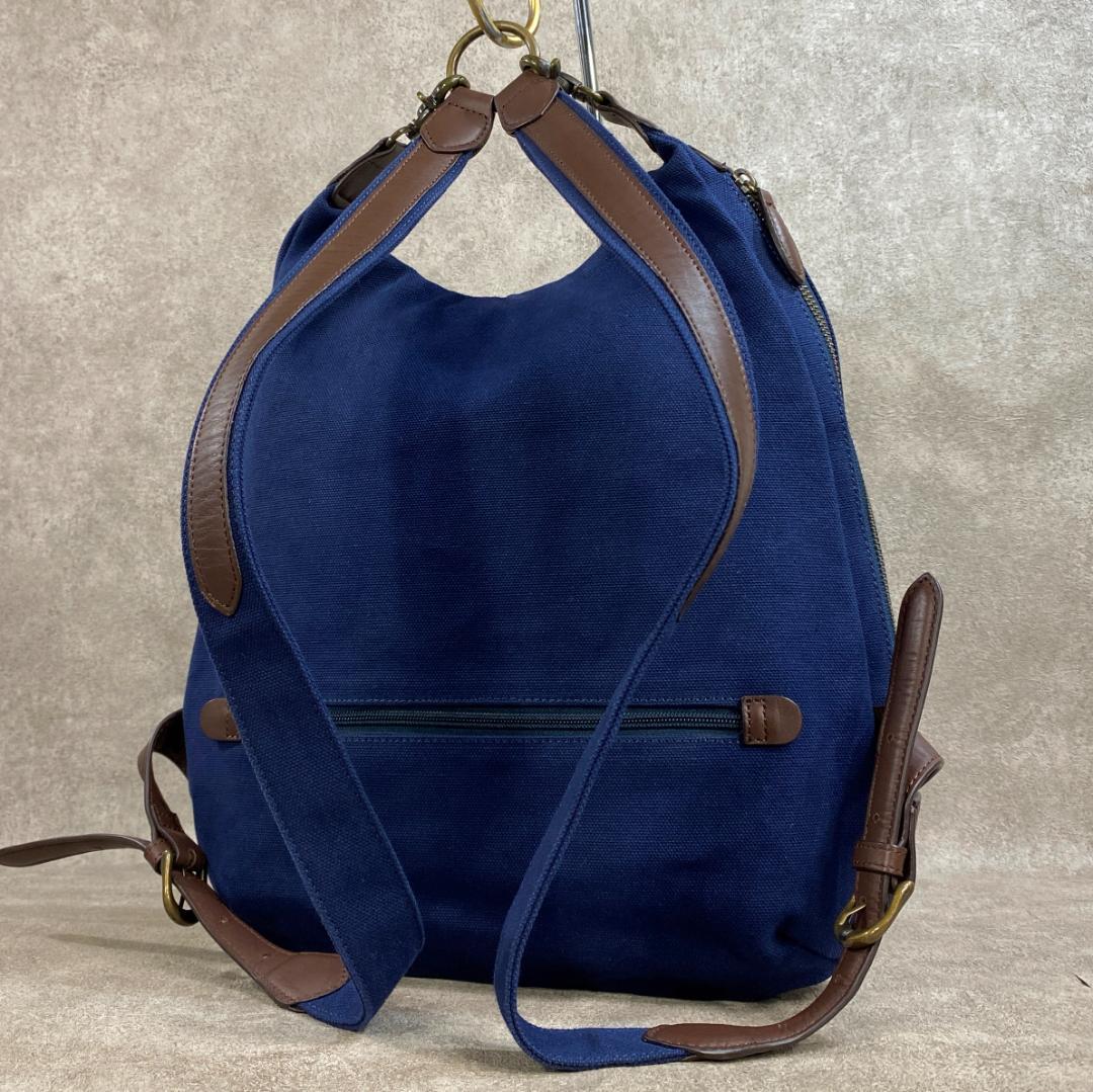 【極美品】 Dakota ダコタ 帆布 ＆ 牛革 リュックサック ネイビー