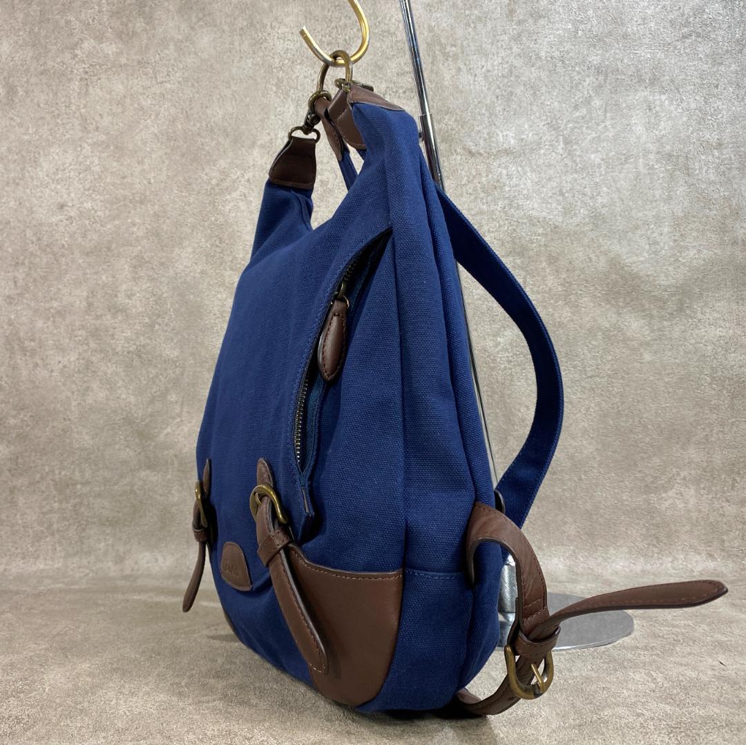【極美品】 Dakota ダコタ 帆布 ＆ 牛革 リュックサック ネイビー