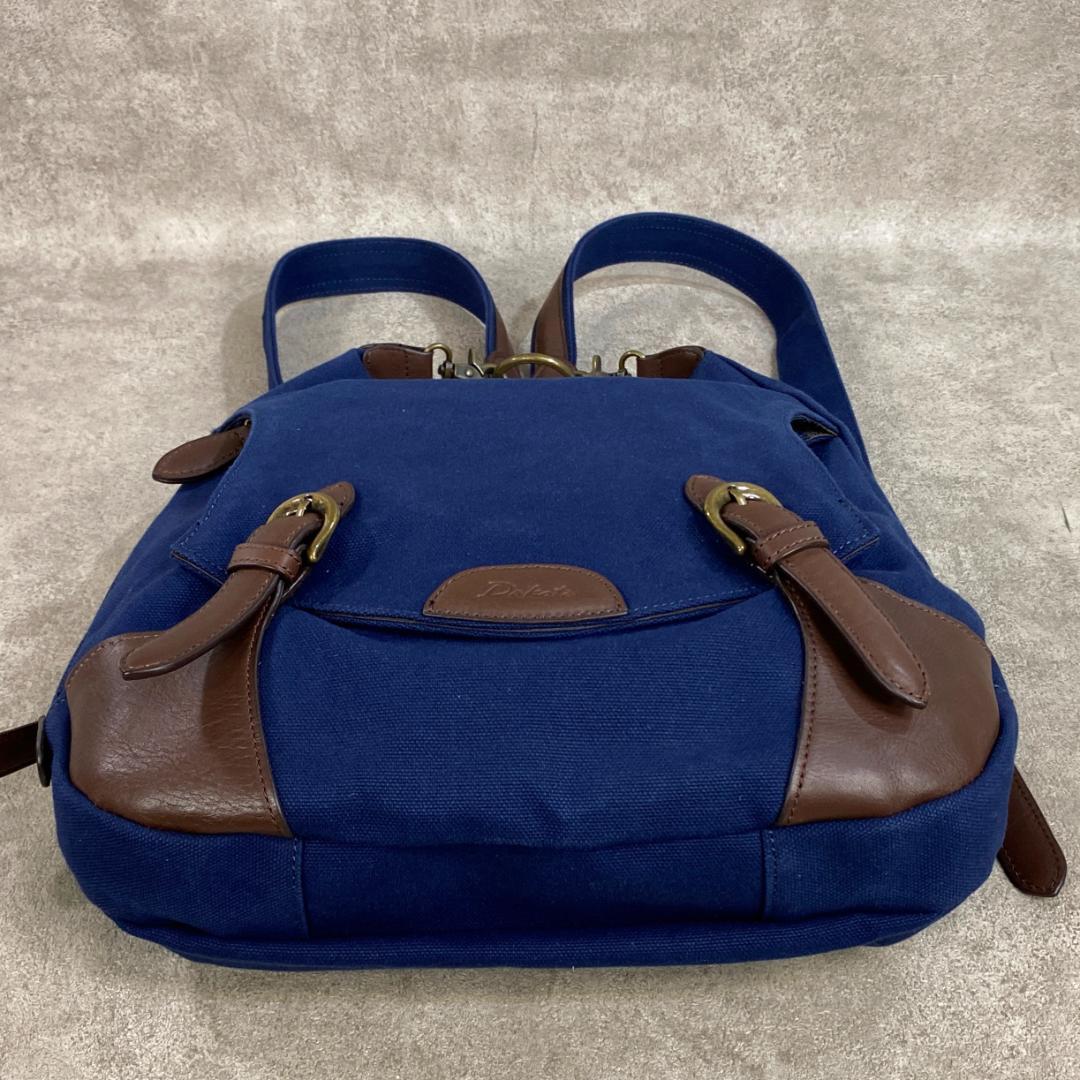 【極美品】 Dakota ダコタ 帆布 ＆ 牛革 リュックサック ネイビー