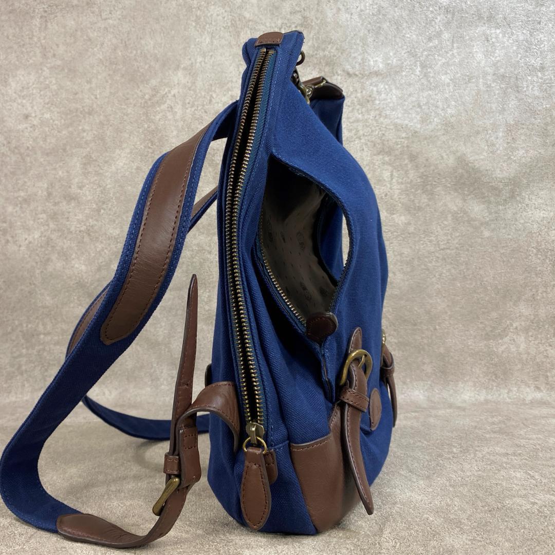 【極美品】 Dakota ダコタ 帆布 ＆ 牛革 リュックサック ネイビー