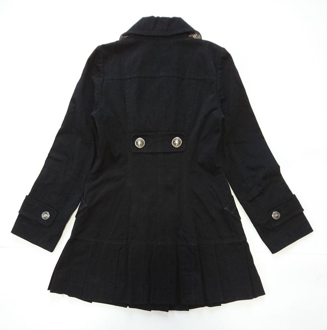 バーバリーブルーレーベル✨トレンチコート 銀ボタン 黒 38 コットン チェック