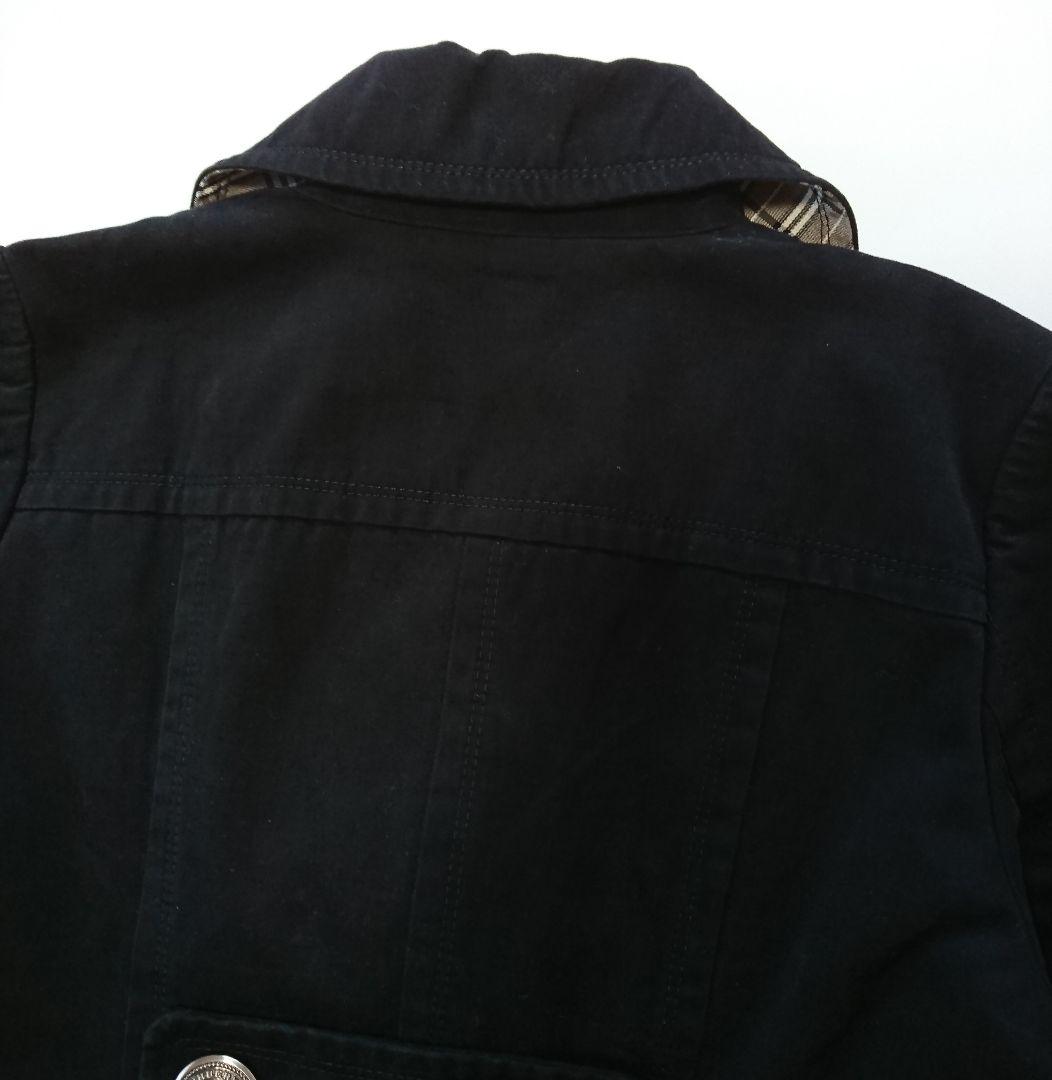 バーバリーブルーレーベル✨トレンチコート 銀ボタン 黒 38 コットン チェック