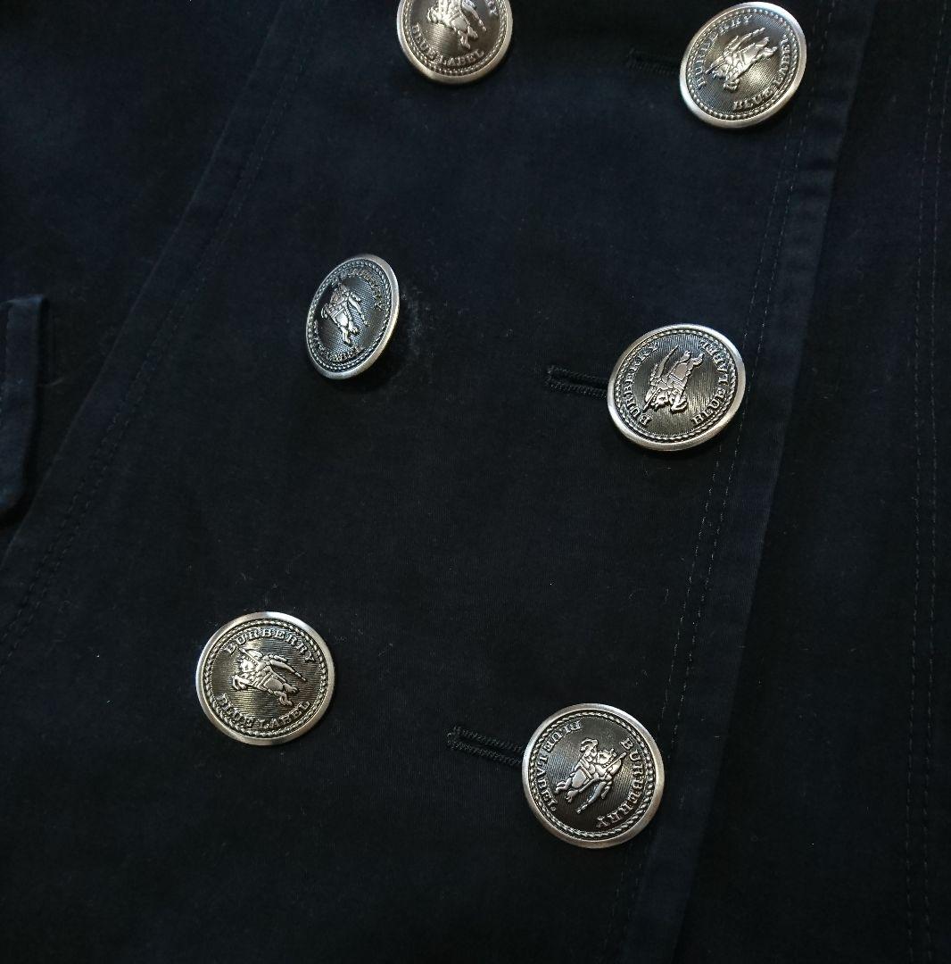 バーバリーブルーレーベル✨トレンチコート 銀ボタン 黒 38 コットン チェック