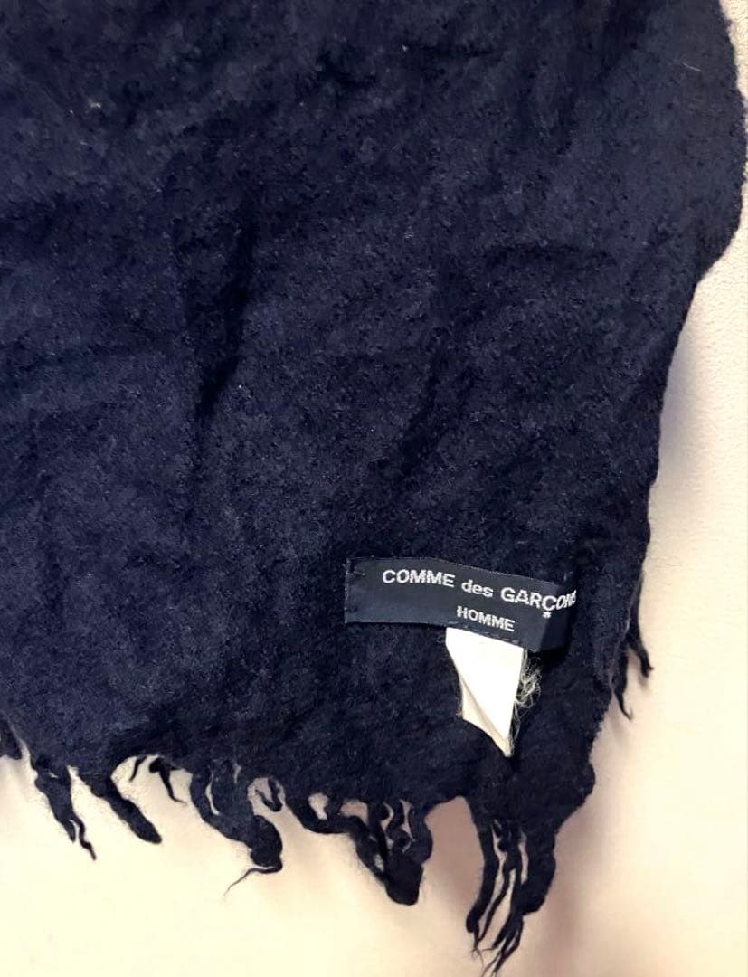 コムデギャルソンHOMME 縮絨ウールマフラー ネイビーカラー