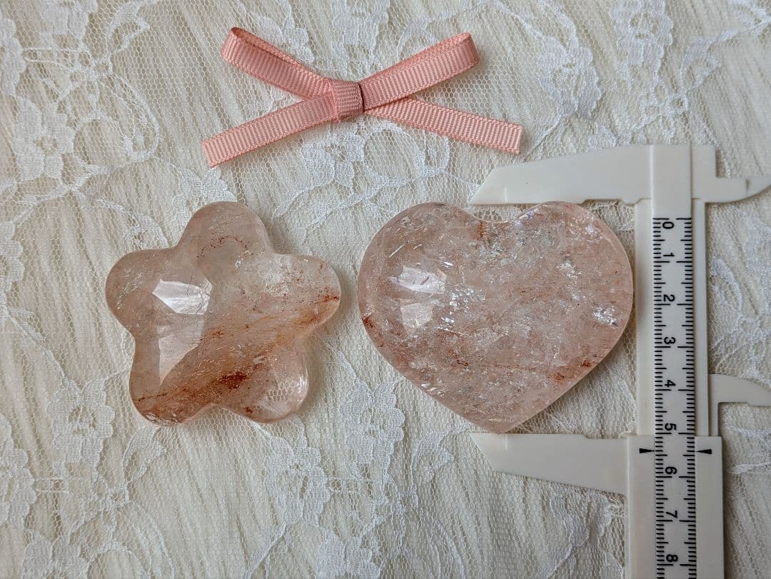 【２個セット価格】　♡ピンクアゼツライト（通称） ピンククォーツ♡ ハート　星
