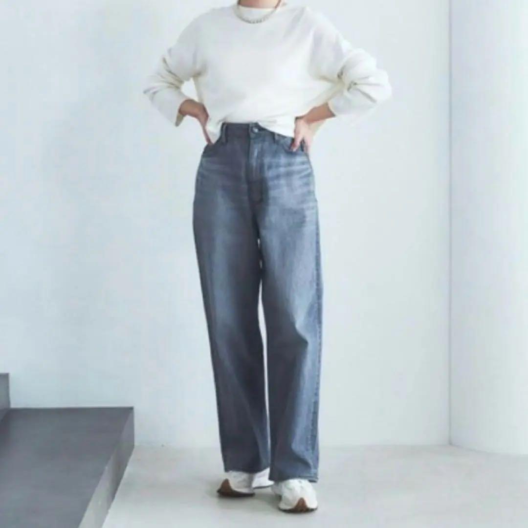 YANUK JOAN ハイウエストワイドストレートデニム　24