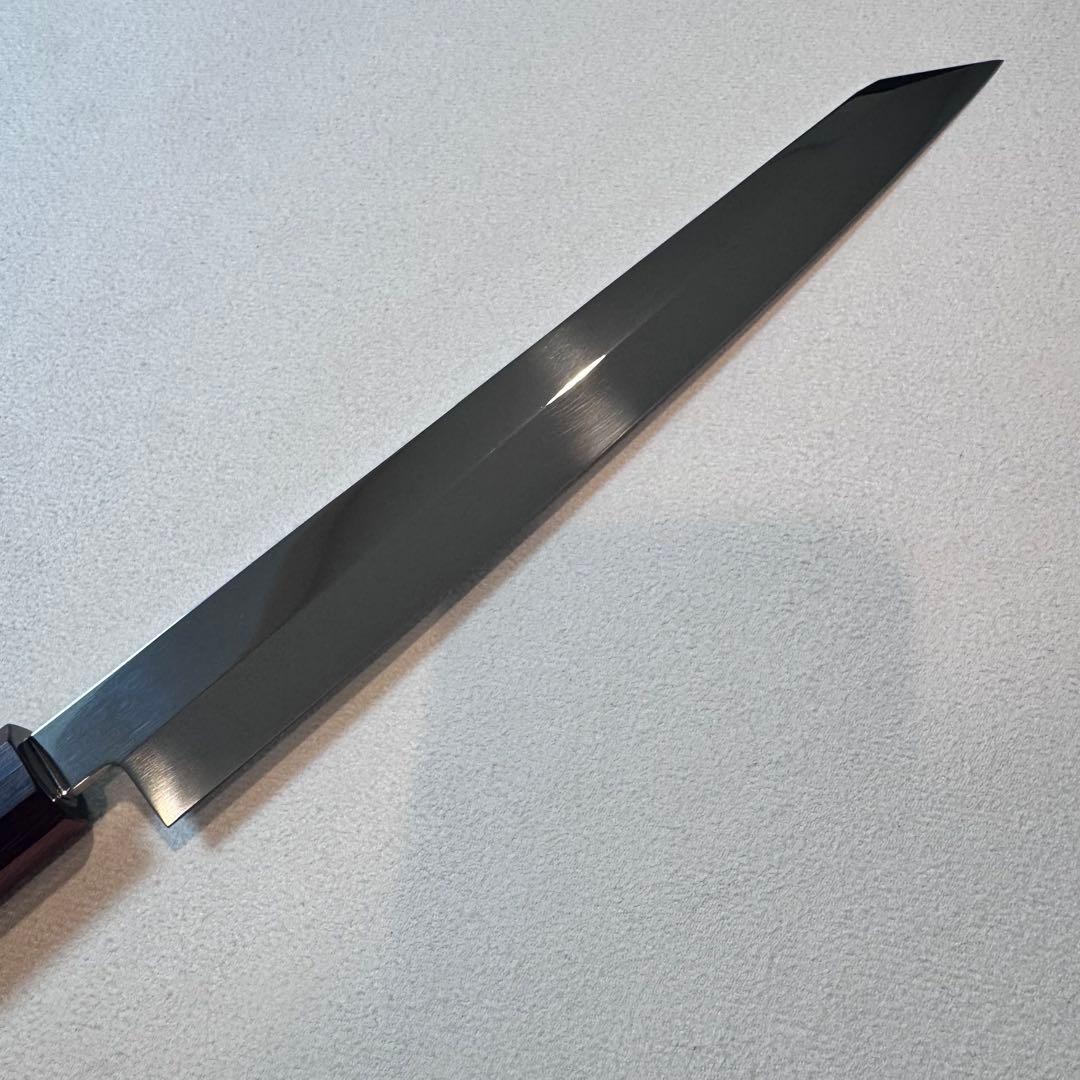 270mm 切付柳刃包丁 鏡面　紫檀八角柄 刺身包丁 全鋼 和包丁