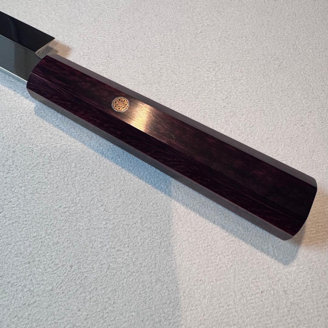 270mm 切付柳刃包丁 鏡面　紫檀八角柄 刺身包丁 全鋼 和包丁