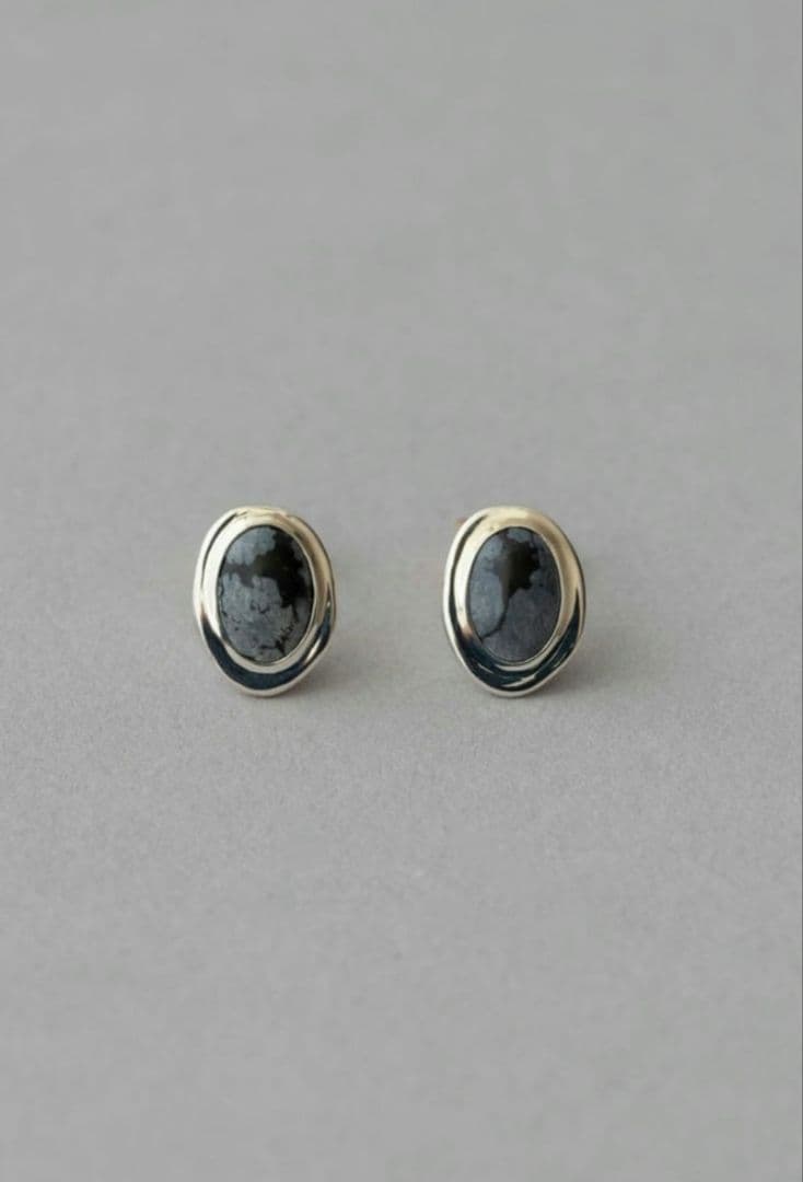 ete ルーツ スノーフレークオブシディアン ピアス