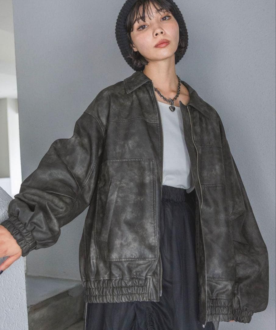 【新品】PAGE BOY サンドヴィンテージレザーブルゾン ジャケット ブラック