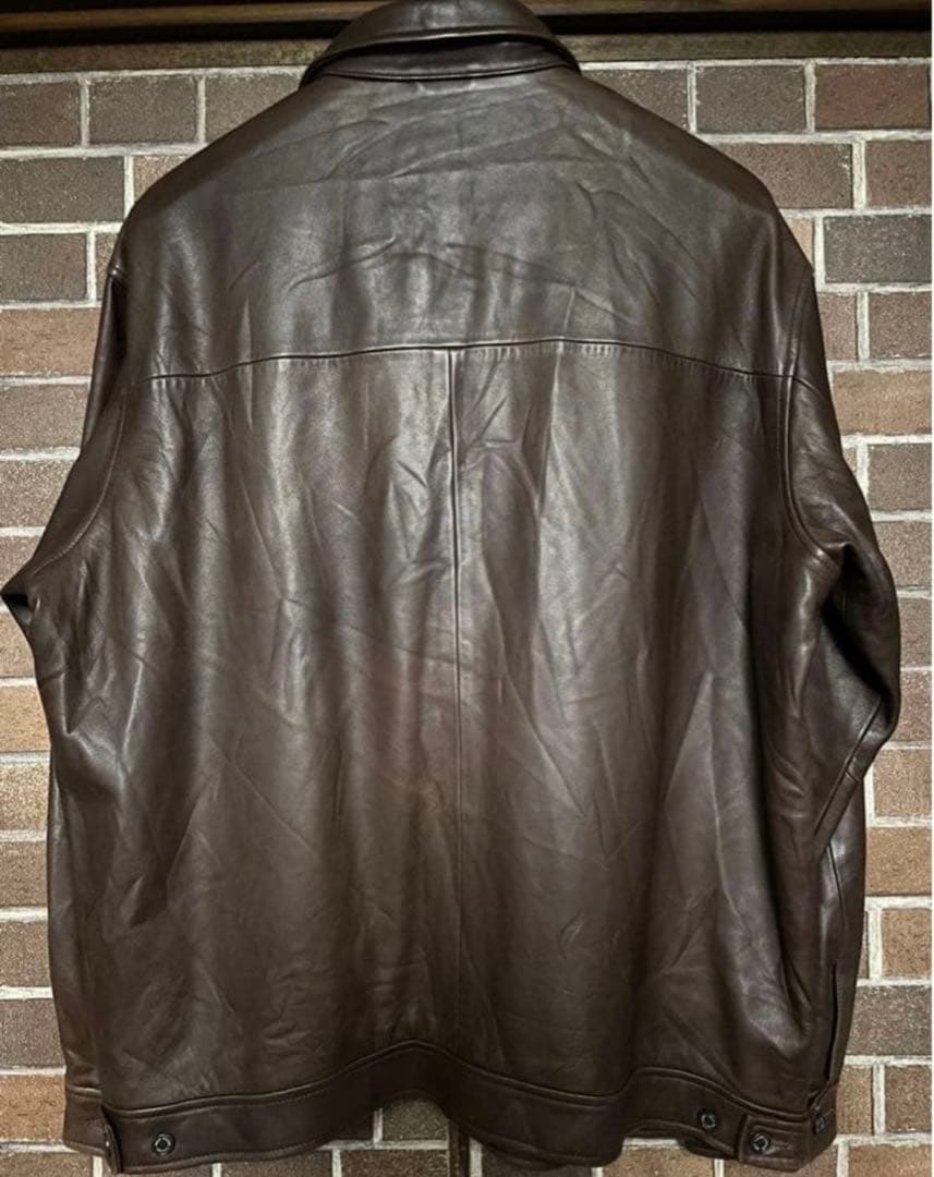 vintage polo ralph leather jacket XL 茶
