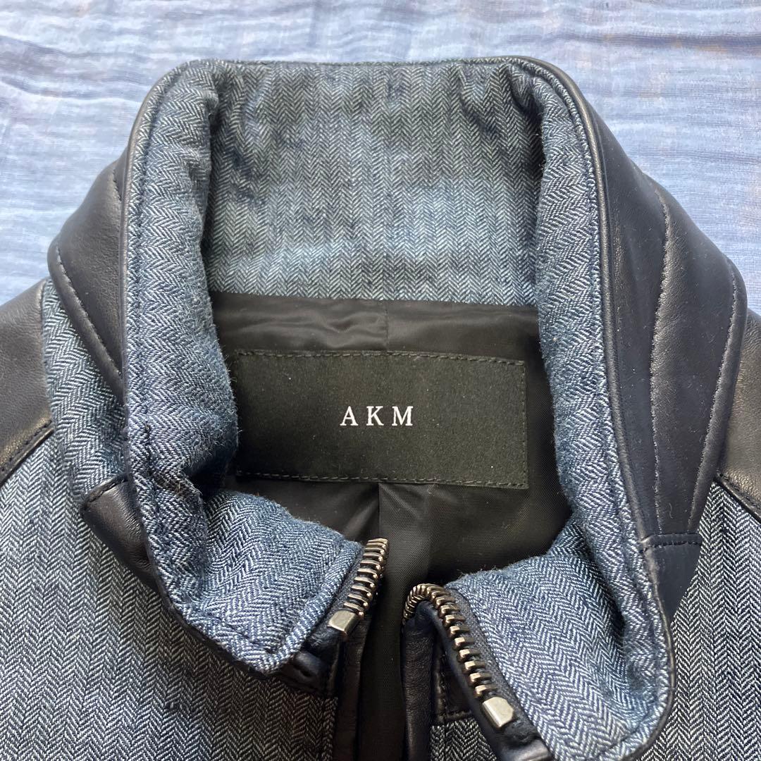 R★タグあり　定価14.5万円　AKM B310 ラムレザー　革ジャン　ネイビー