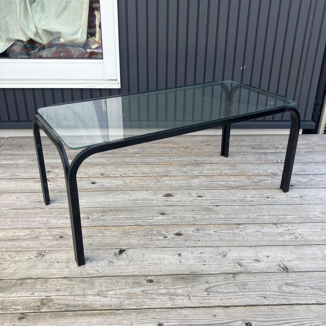 昭和レトロ ミッドセンチュリー アイアンフレームセンターテーブル ガラステーブル