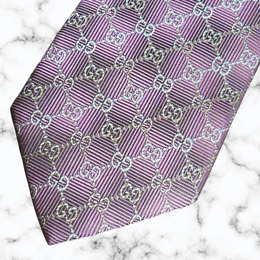 箱付き　GUCCI グッチ　ネクタイ　GGマーモント　GG柄　ジャガード　光沢